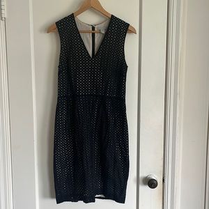 H&M Detailed Black Sleeveless Knee-Length Dress - Size 10